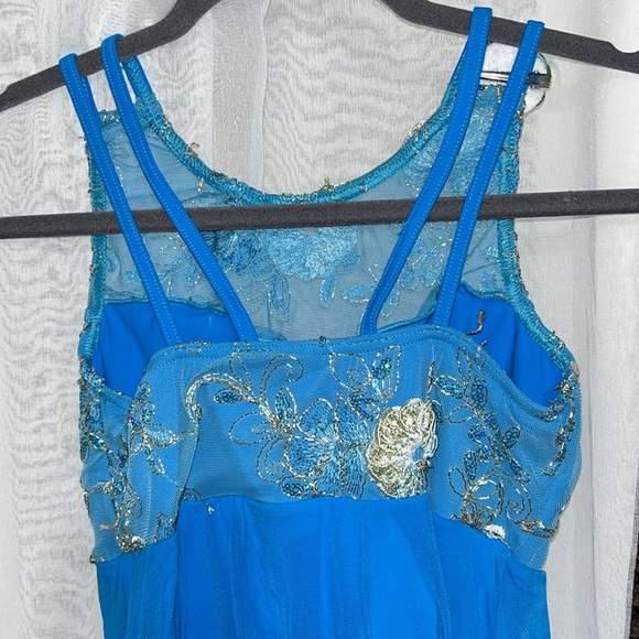 Weissman Dance Costume Size: Small Adult Color: Teal Blue Aqua with Gold👯♀️ - Picture 4 of 7
